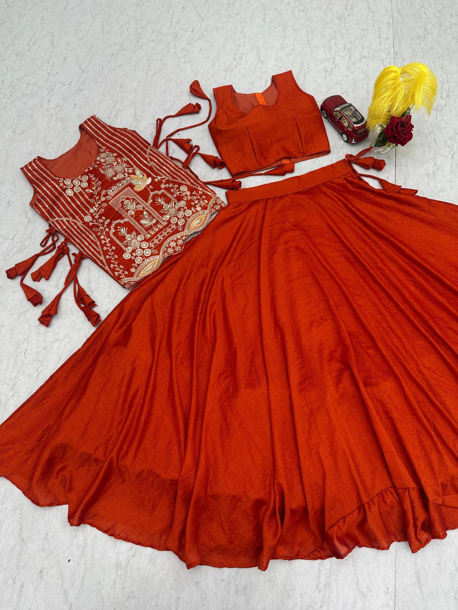 Launching Festival Special Pc 563 vichitra Orange Bridal Lehenga choli dealers